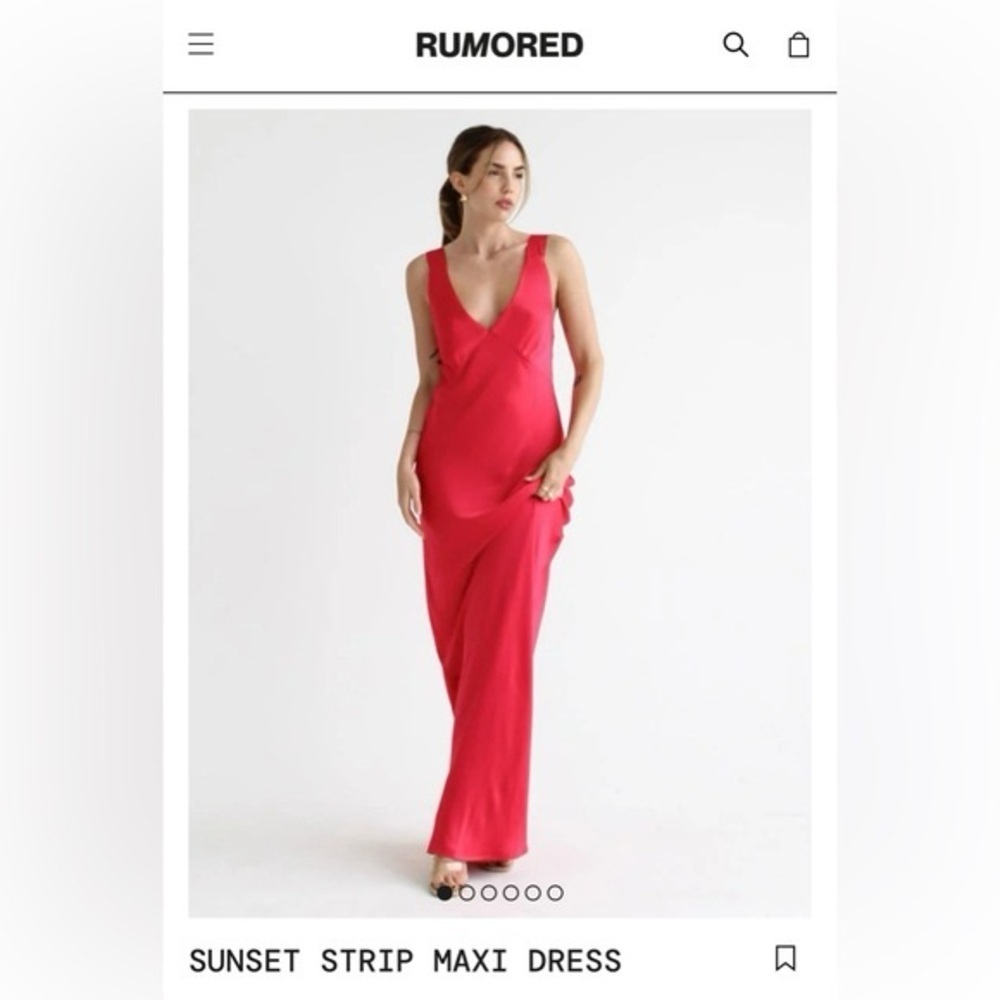 NWT Rumored Red Formal Satin Maxi Dress plunge V-neck floor length open back